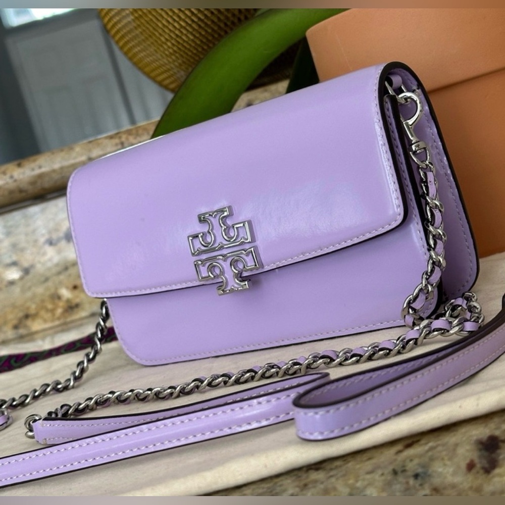 NWT Tory Burch Leather Lavender Crossbody Bag - Picture 1 of 9